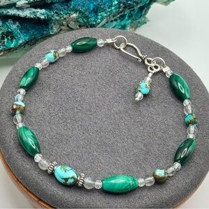 🩵REFINED Turquoise Malachite Labradorite Sterling Bracelet🩵